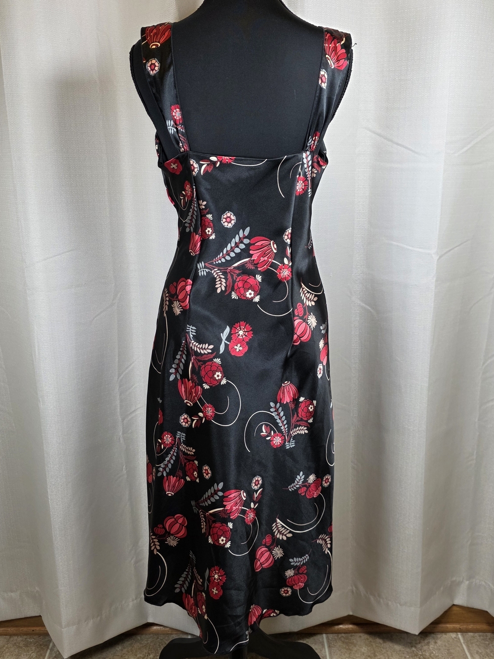 Y2K Satin Floral Empire Waist Dress - Picture 5 of 13